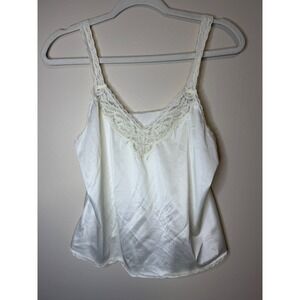 Vintage Vanity Fair Nylon Teddy Lingerie Cream Lace Camisole Romper Size 36